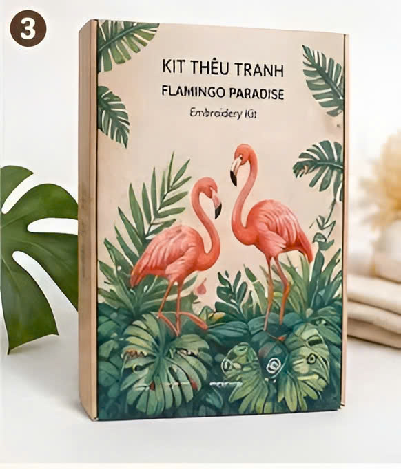 Bộ Kit DIY Tranh Thêu Hồng Hạc Nhiệt Đới