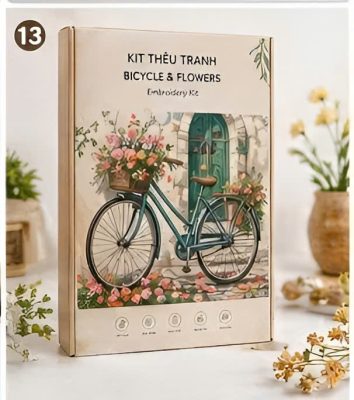 Bộ Kit DIY Tranh Thêu Xe Đạp & Hoa