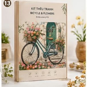 Bộ Kit DIY Tranh Thêu Xe Đạp & Hoa